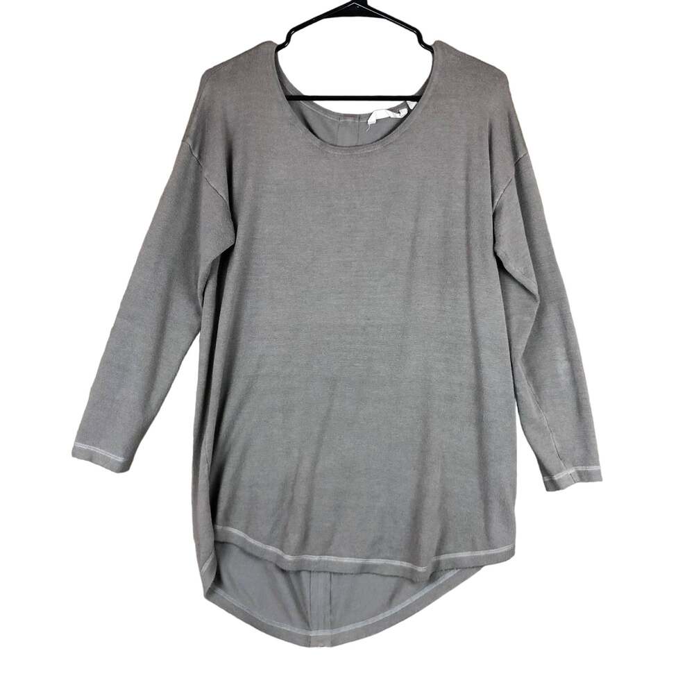 Soft Surroundings Women Top Crew Fanny Pullover High Low Zipper Accent Stretch M
